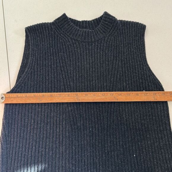 Vince Women Cashmere Wool Sleeveless Ribbed Tunic Sweater Heather Charcoal large - Picture 8 of 9